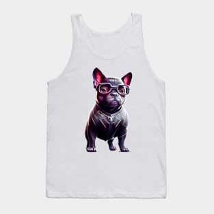 Frenchie in Sleek Feline Attire Tank Top